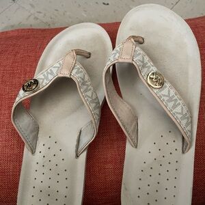 Michael Kors Cream and White Sandals with Perforated Design